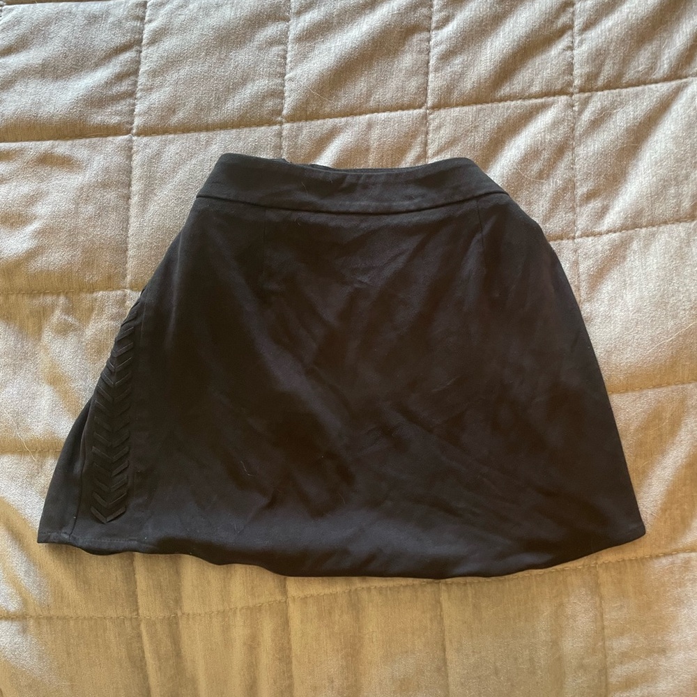 Black suede mini skirt with zipper